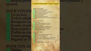 La checklist pour vivre la vie que tu désires  #citation